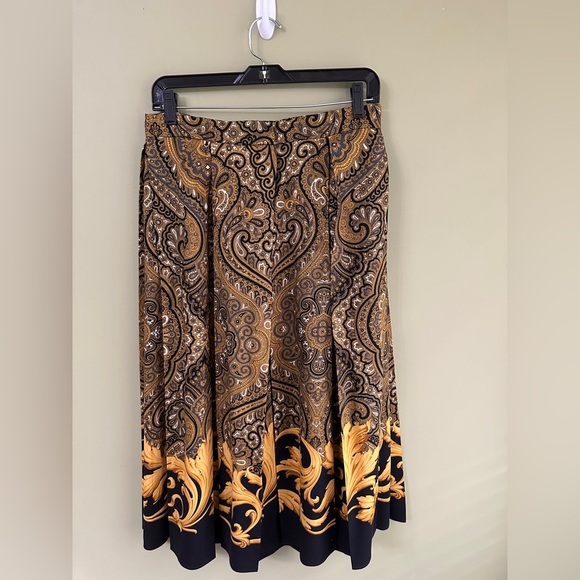 Gloria Sachs Baroque Maxi Skirt‎ Sz 10 Small Black and Gold Pleated Maximalist - Picture 8 of 13